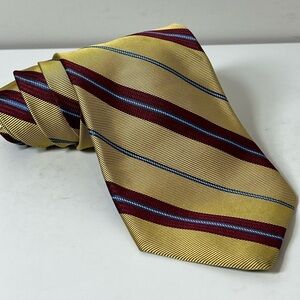 Brooks Brothers Stain Resistant Made in USA Elegant Yellow and Red Striped Tie